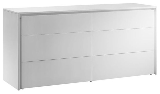 Zen High Gloss White Lacquer Dresser Contemporary Dressers