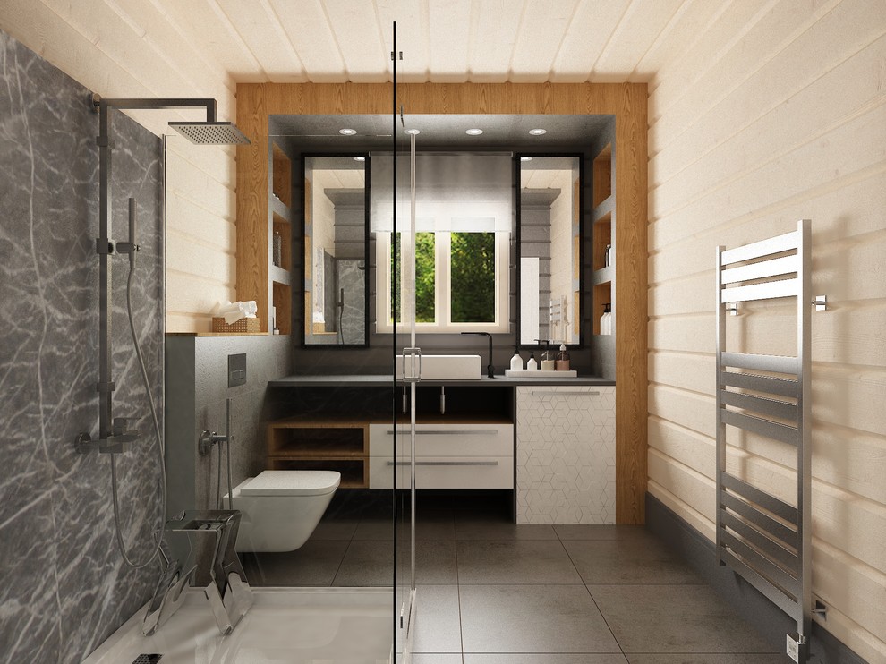 Интерьер загородного дома из оцилиндрованного бруса.