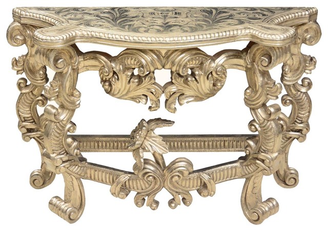 White Silver Regence Louis Xiv Mango Wood Ornate Hall Console Table White Silver Regence Louis Xiv Mango Wood Ornate Hall Console Table