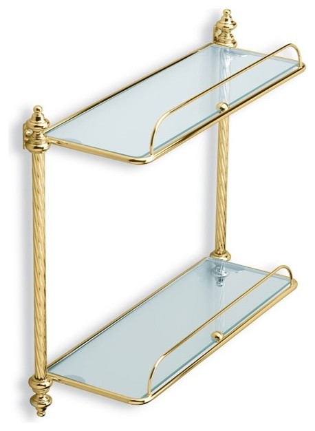 Double Glass Bathroom Shelf, Gold