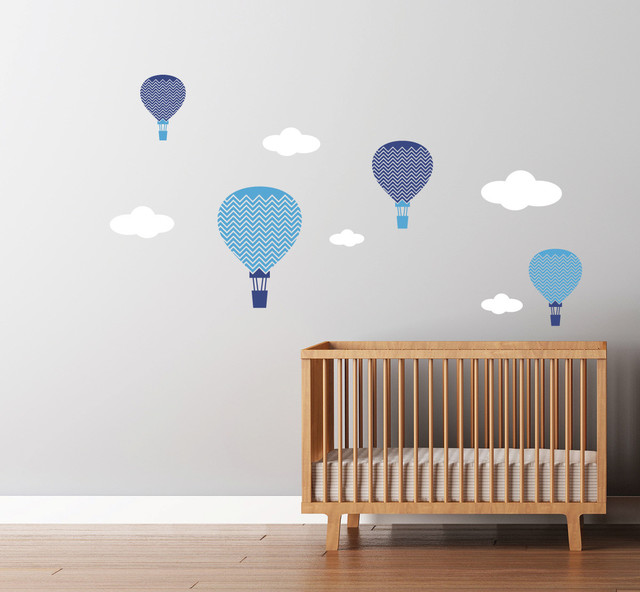 Hot Air Balloons Decals Large Chevron Pattern Contemporary Wall