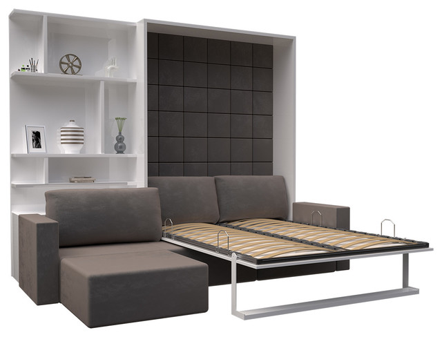 Royal Queen Wall Bed With Sectional Sofa And Bookcase Set Royal Queen Wall Bed With Sectional Sofa And Bookcase Set Contemporary Murphy Beds By Multimo