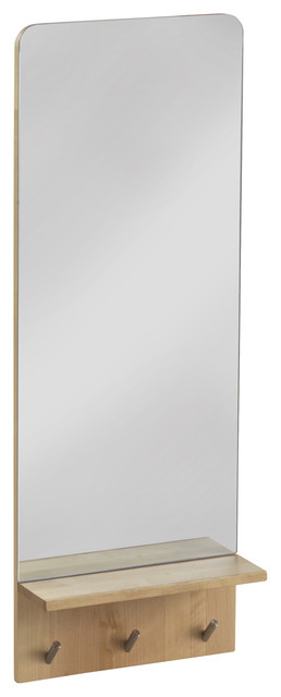 Torrelavega Vertical Wall Mirror With Coat Hooks, 35x95 cm