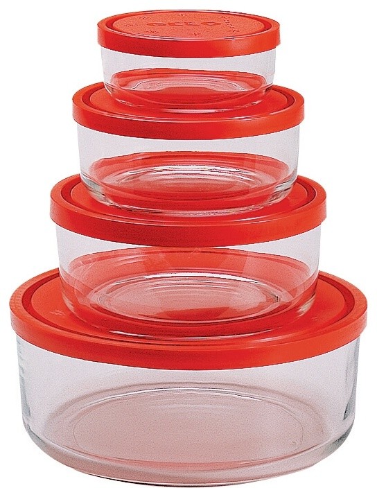 Bormioli Rocco Gelo 4 Piece Glass Storage Bowl Set Contemporary