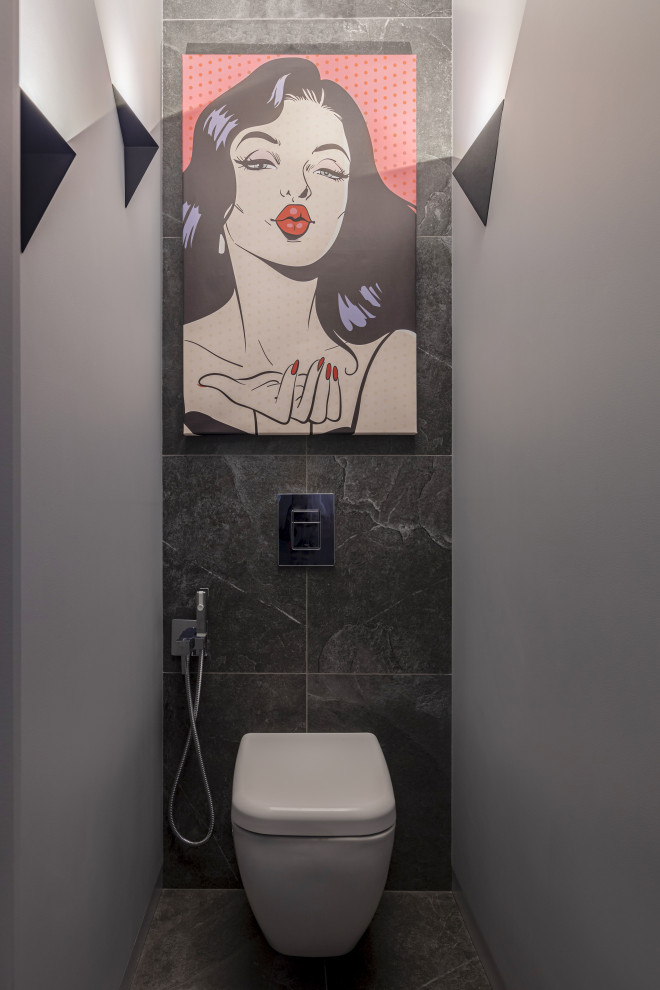 This is an example of a mid-sized contemporary powder room in Moscow.