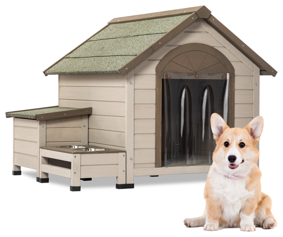 TATEUS Spacious and Cozy Dog House With Storage Box and Elevated