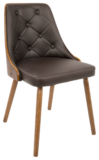 LumiSource Gianna Dining Chair, Walnut and Brown