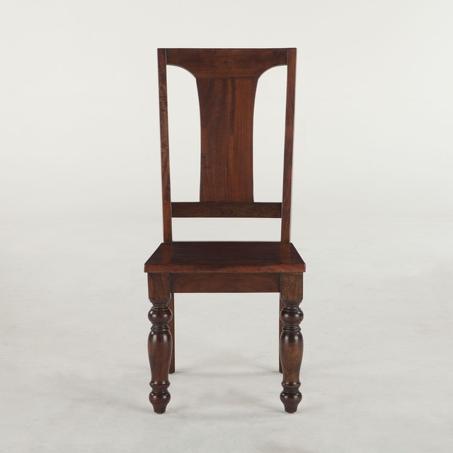 42 Set Of 2 Dining Chair Reclaimed Neem Wood Chestnut Finish Hand 42 Set Of 2 Dining Chair Reclaimed Neem Wood Chestnut Finish Hand Turned Legs Traditional Chairs By World Bazaar Outlet