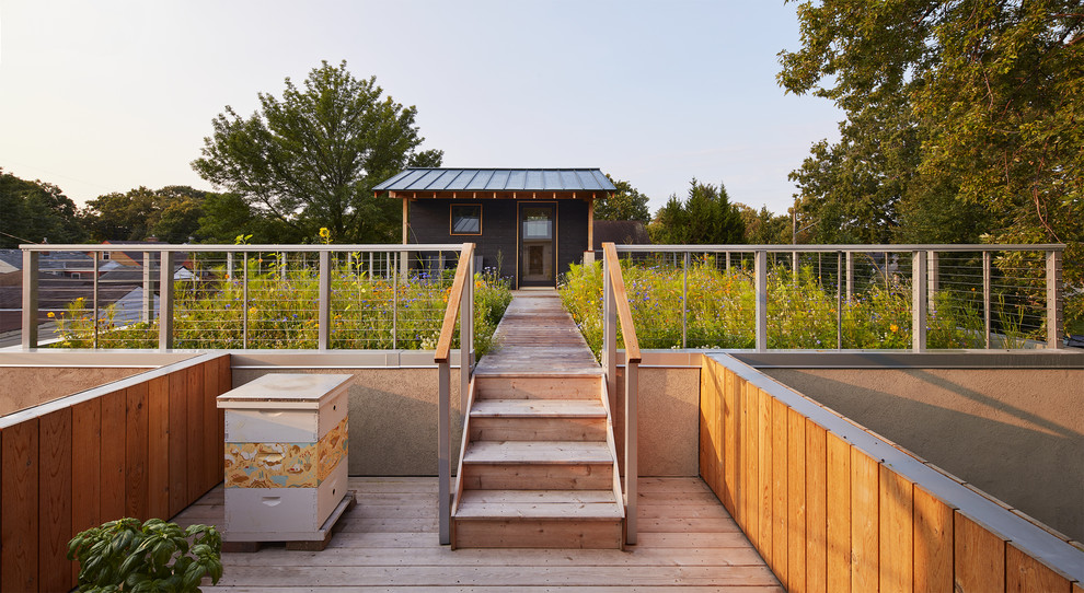 Inspiration for a small scandinavian rooftop and rooftop deck in Minneapolis.