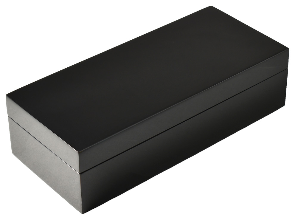 Lacquer Long Pencil Box, Black Contemporary Decorative Boxes by Hudson & Vine Houzz