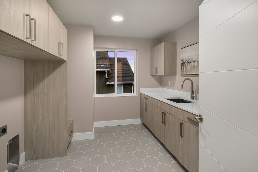 Inspiration for a contemporary laundry room in Seattle.