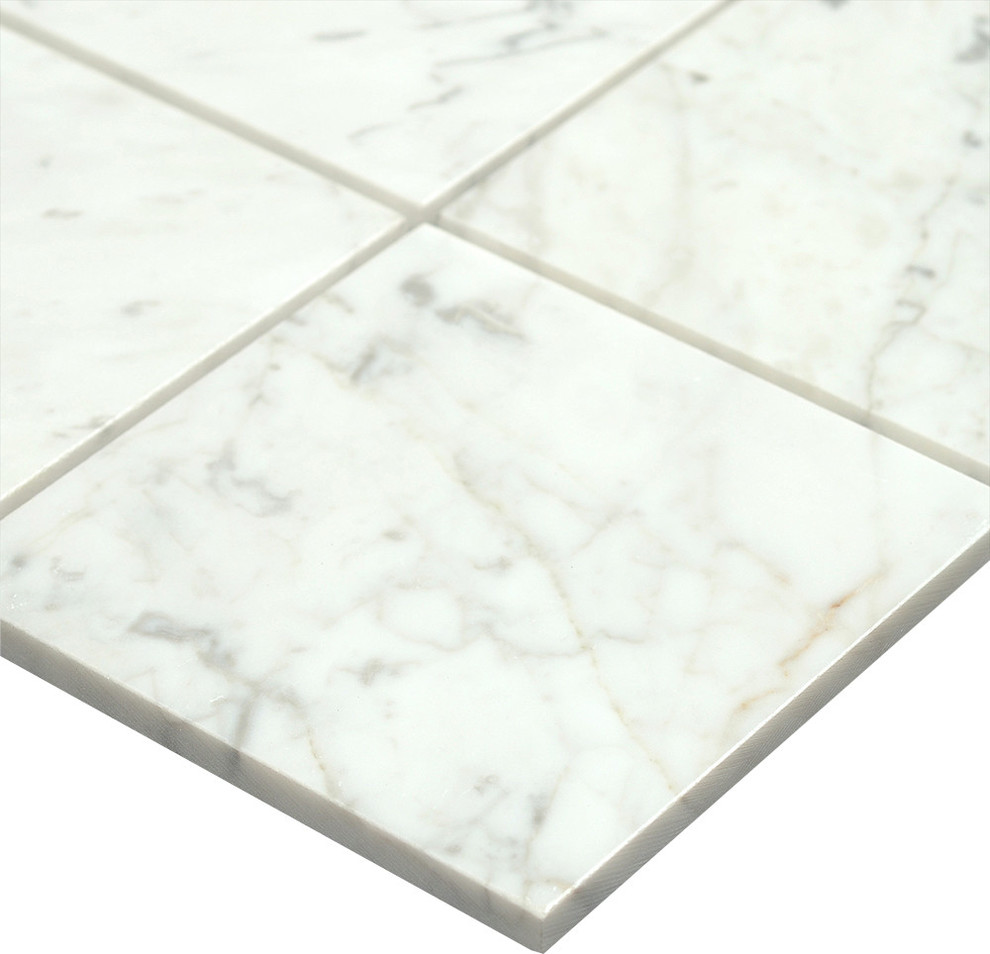 6"x6" Bianco Carrara Polished Marble Tiles, Set of 160 tiles
