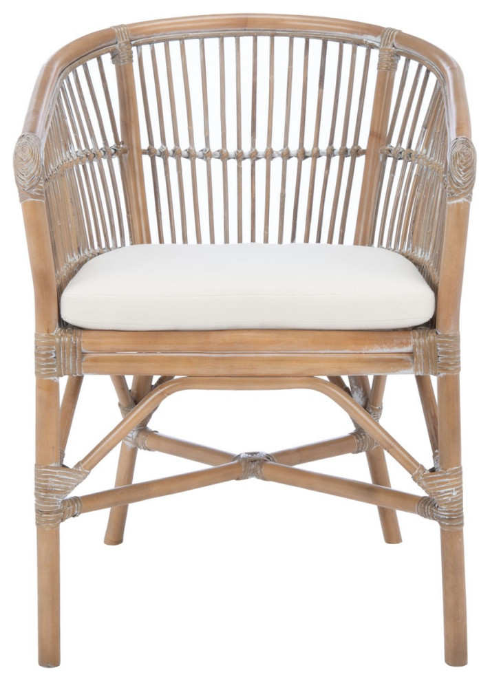 Safavieh Olivia Rattan Accent Chair, White/Grey White Wash