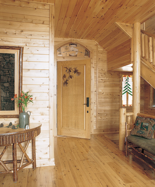 Deep Creek Lake, MD waterfront Log Home Rustic Entry DC Metro