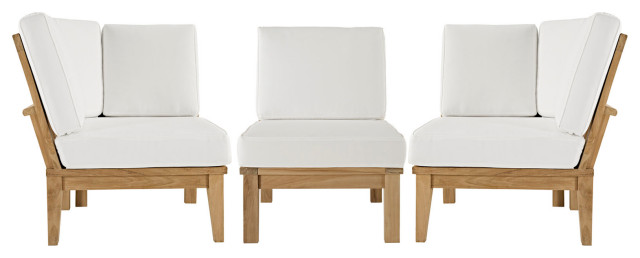 Marina 3-Piece Outdoor Premium Grade A Teak Wood Set, Natural White
