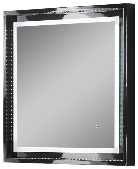 Fresca Platinum Wave 24" Black Gloss Sandblasting Mirror, LED Lighting