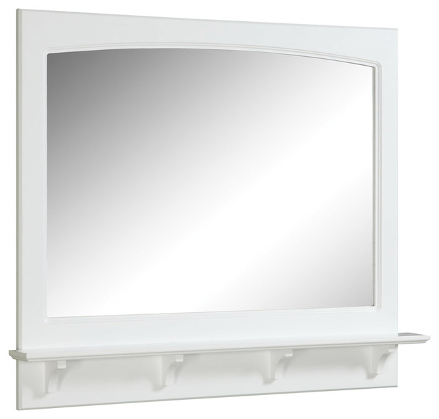 Concord 24 Mirror 1 Open Shelf White Gloss Finish Transitional Mirror 1 Open Shelf White Gloss Finish