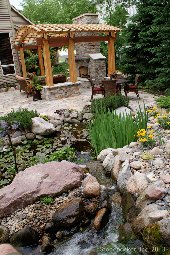 Backyard Pergola and Fireplace