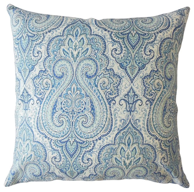Taini Paisley Throw Throw Pillow Turquoise Mediterranean