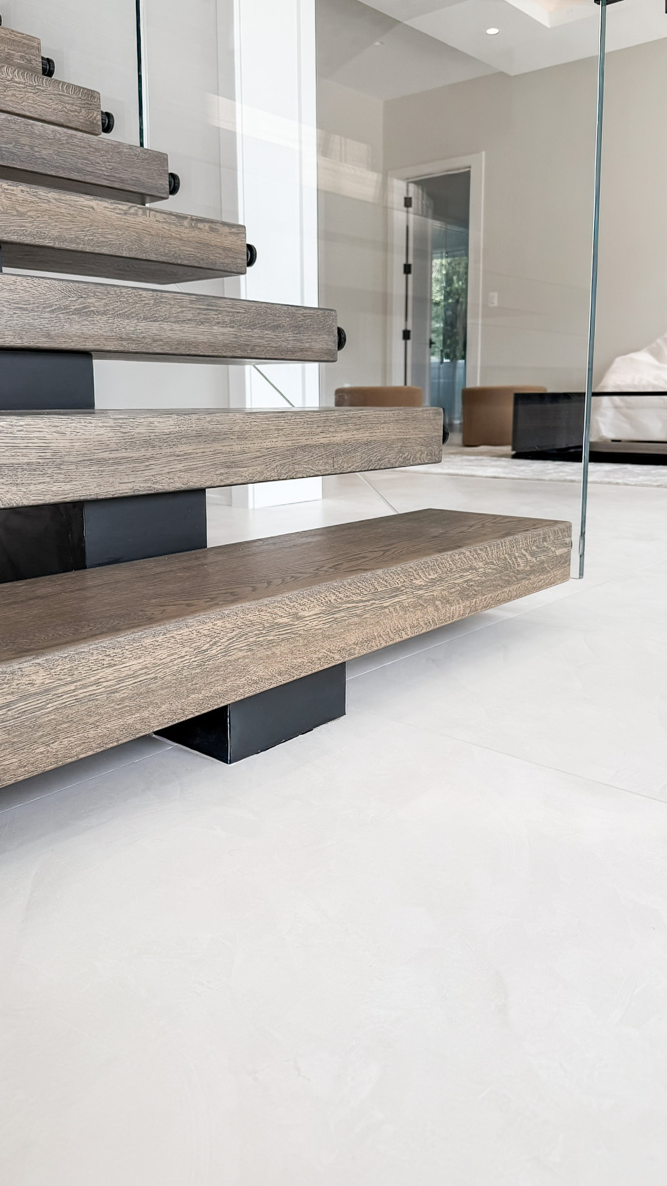 Project #159 | Modern Foyer Stair with Stand-off Glass Railing