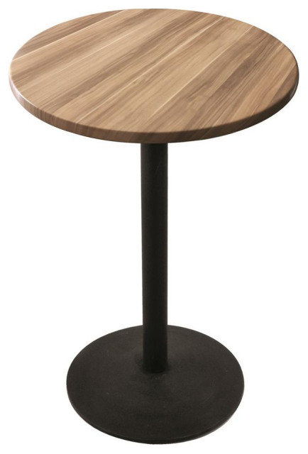 OD214 Black Table with 30" Diameter Indoor/Outdoor Natural Top, 42"