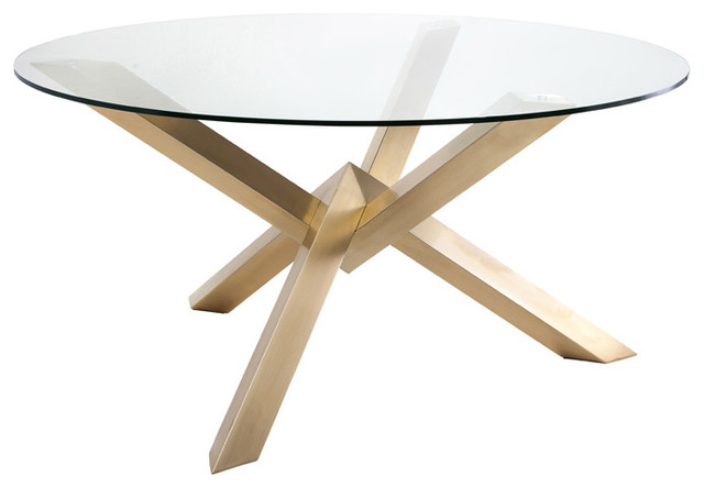 Costa Glass Round Dining Table By Nuevo, Large Round Dining Tables