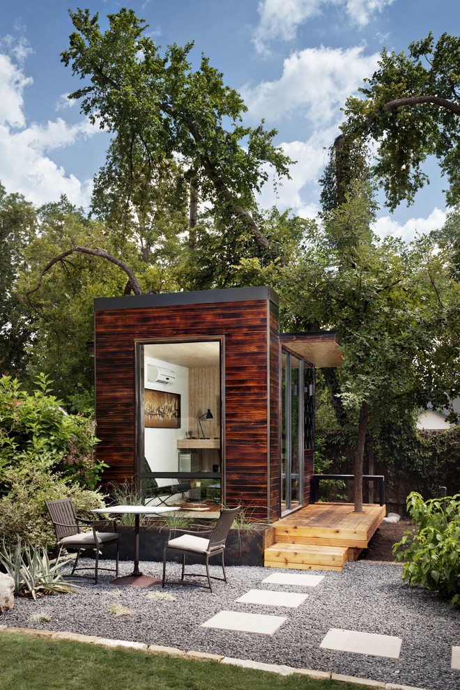 This is an example of a modern detached studio in Austin.