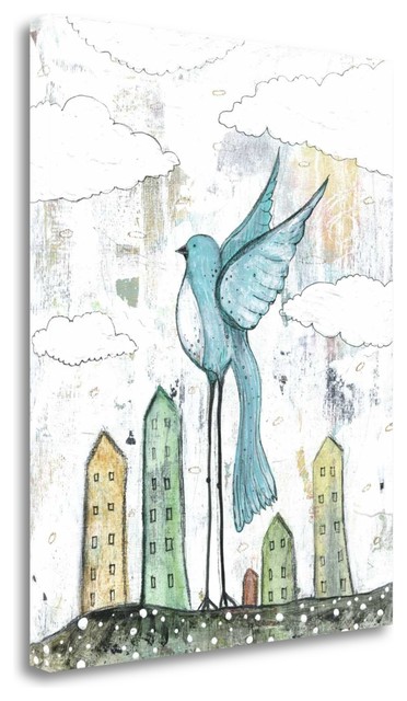 "Blue Bird" By Sarah Ogren, Giclee Print on Gallery Wrap Canvas, Ready to Hang