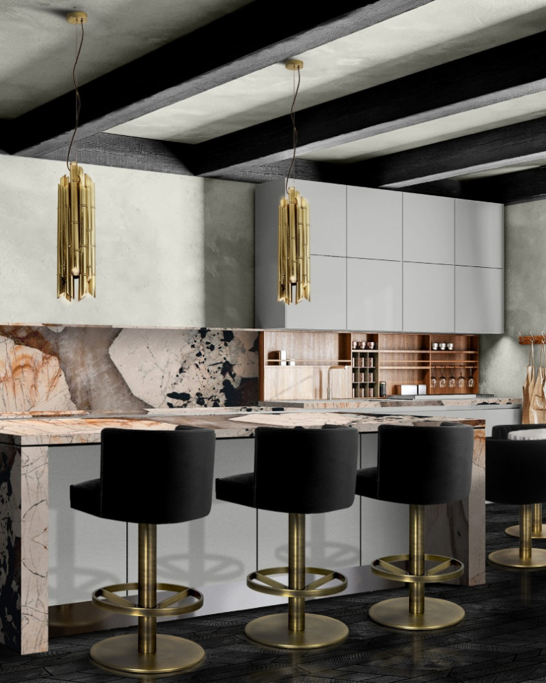 BB_KOI DINING TABLE, SAKI PENDANT LIGHT, BOURBON II DINING CHAIR, BOURBON II COU