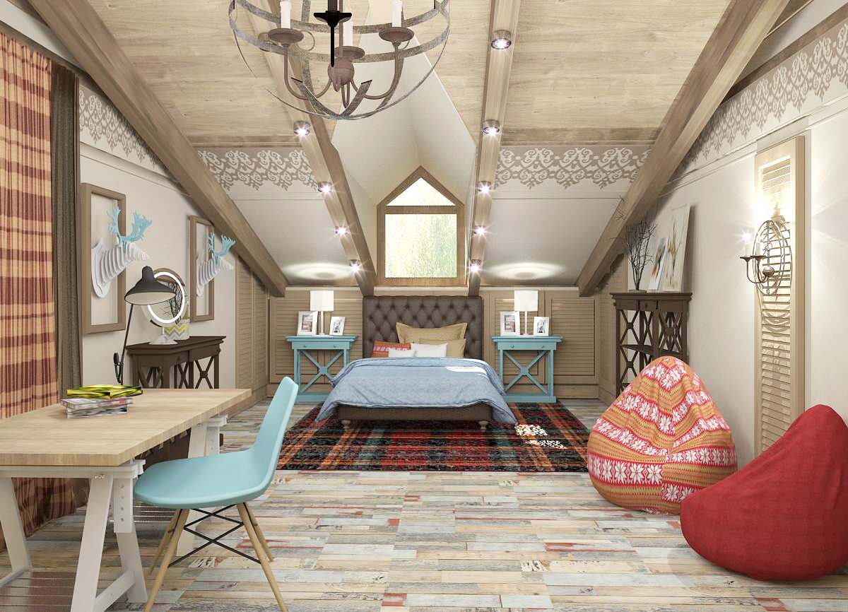 дестские комнаты в мансардных помещениях
