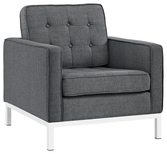Aaliyah Gray Upholstered Fabric Armchair Contemporary Armchairs And 