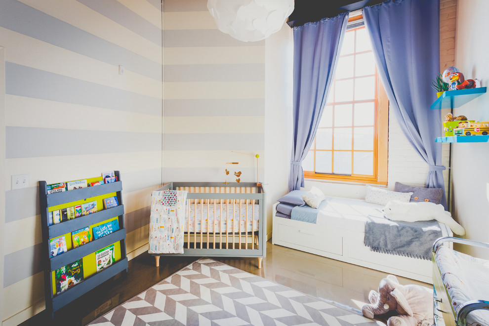 Photo of a contemporary nursery in San Francisco with multi-coloured walls.