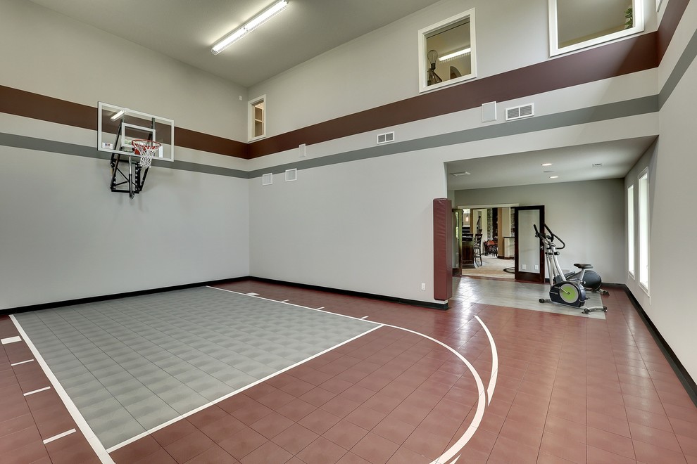 This is an example of an arts and crafts home gym in Minneapolis.