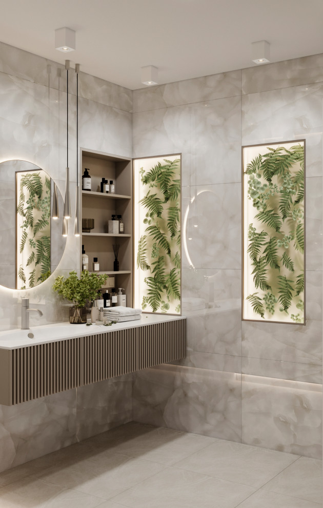 Ванная комната с растительными нишами