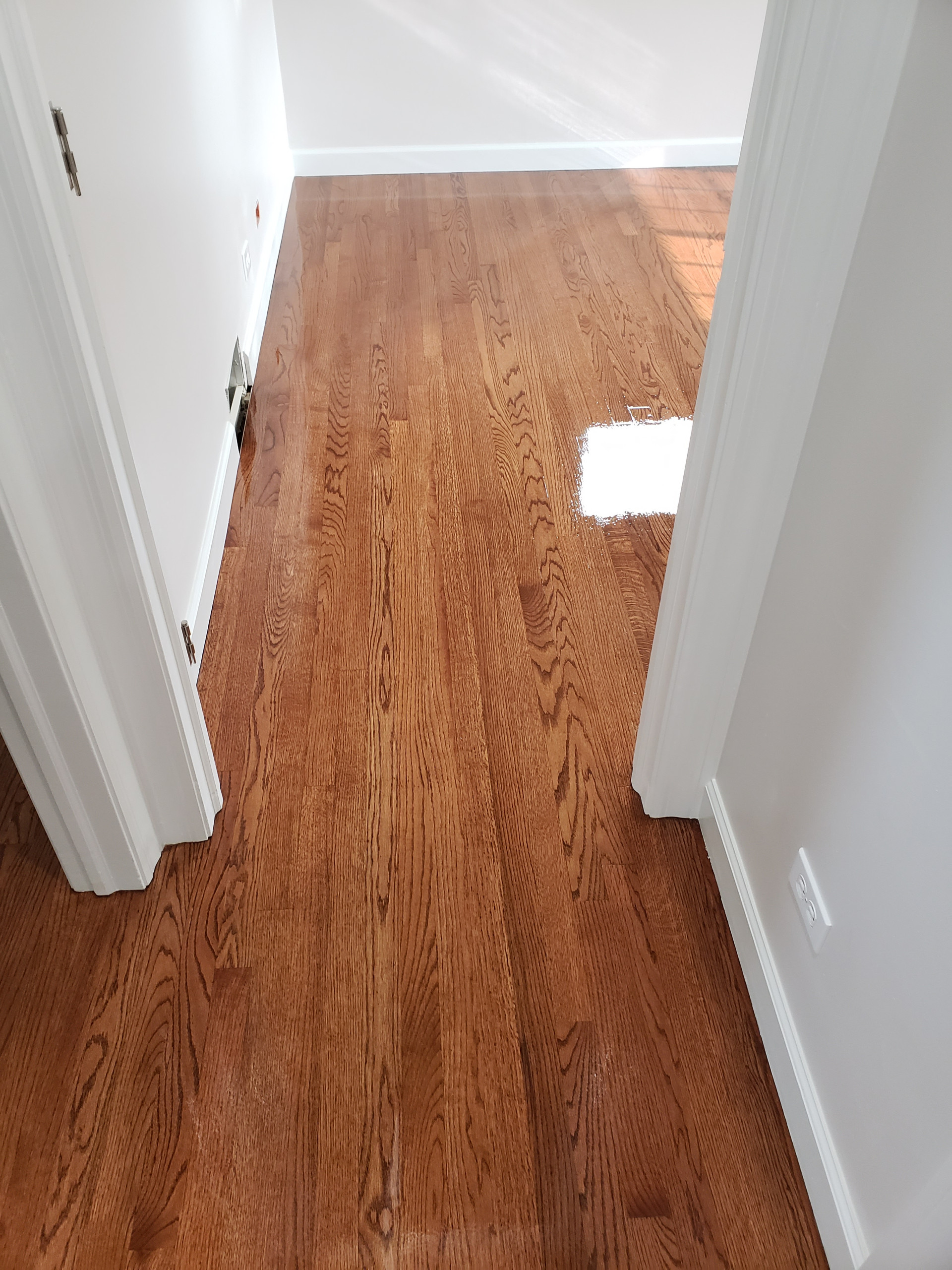 Barrington,  Early American on red oak , polyurethane matte finish