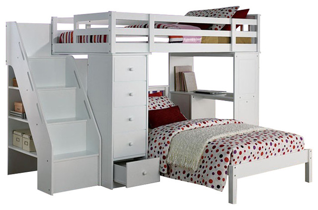 bunk bed all in 1 loft with trundle desk chest closet