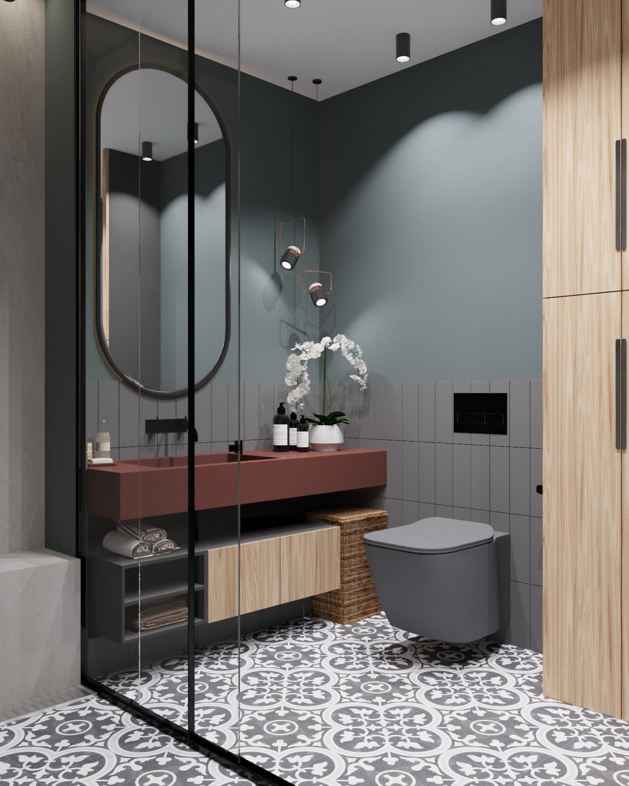 Яркие акценты и серые тона