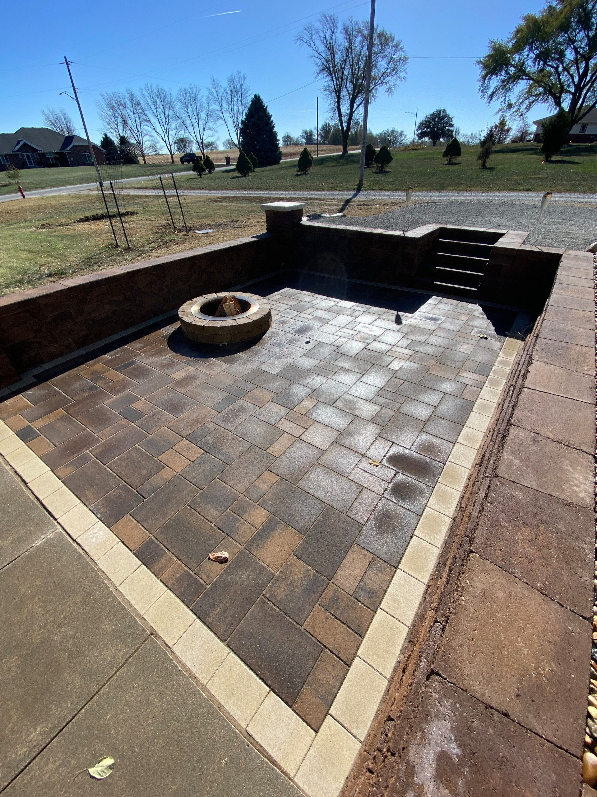 Hardscaping with Fire pit & parking extension