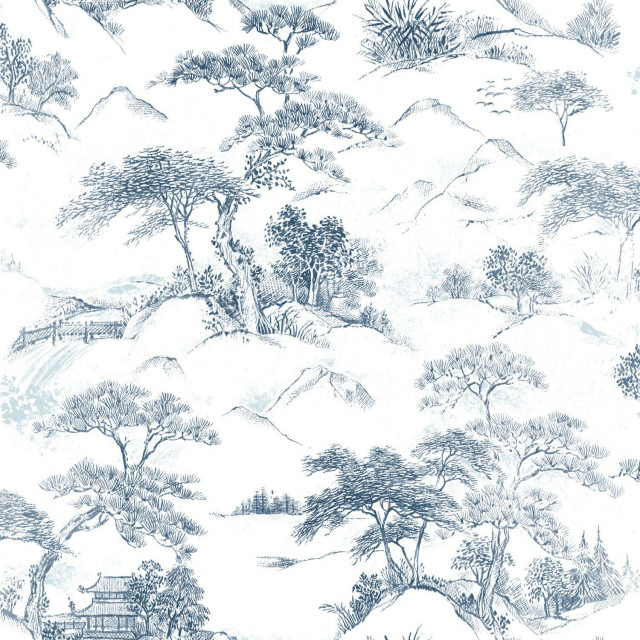 Oriental Toile Peel & Stick Wallpaper - Asian - Wall Decals - by York