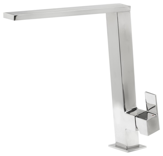 Square Modern Polished Stainless Steel Kitchen Faucet