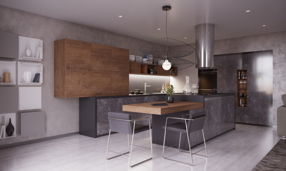 Кухня из керамики под камень