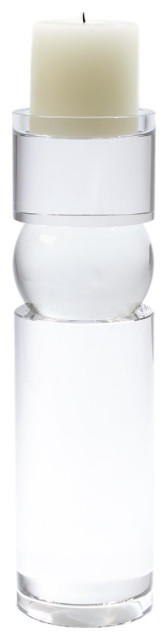 Stacked Crystal Column Pillar Candle Holder 14" Geometric Shapes Sphere Simple