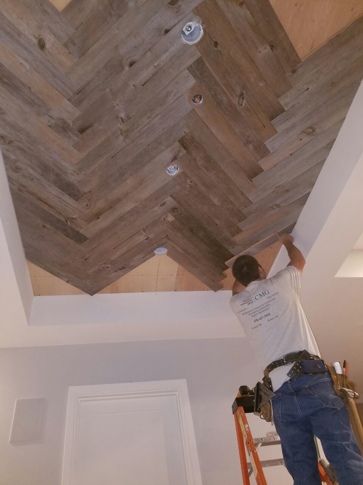 Herringbone Dining Ceiling (Reclaimed Lumber)