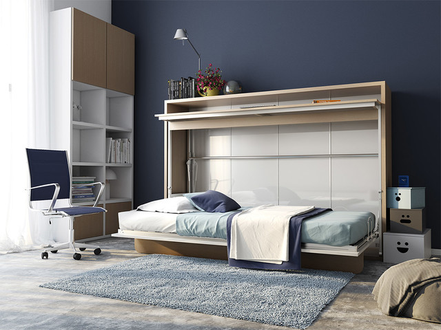 Genio T Twin Wall Bed with Desk Modern New York by Wall Bed