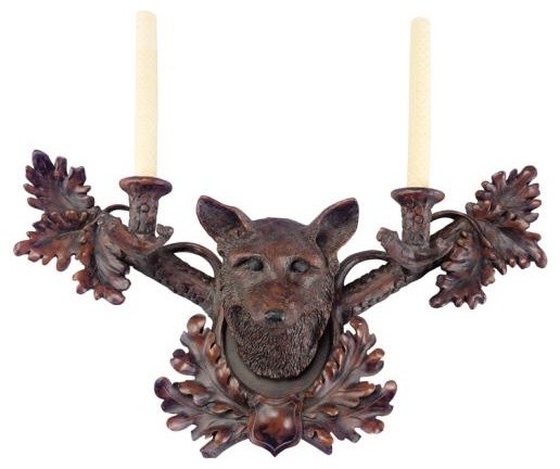 Candle Sconce Candleholder Candlestick Wall MOUNTAIN Lodge Fox Head