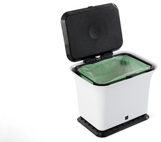 Fresh Air OdorFree Kitchen Compost Collector, Black/White Contemporary Compost Bins by FC
