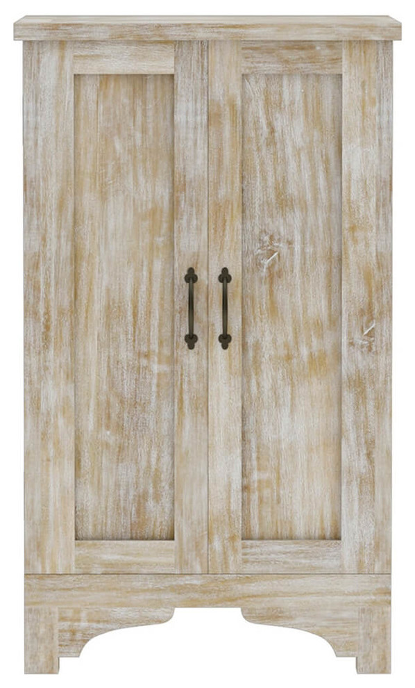 Gothic Rustic Winter White Mango Wood Jewelry Armoire Farmhouse