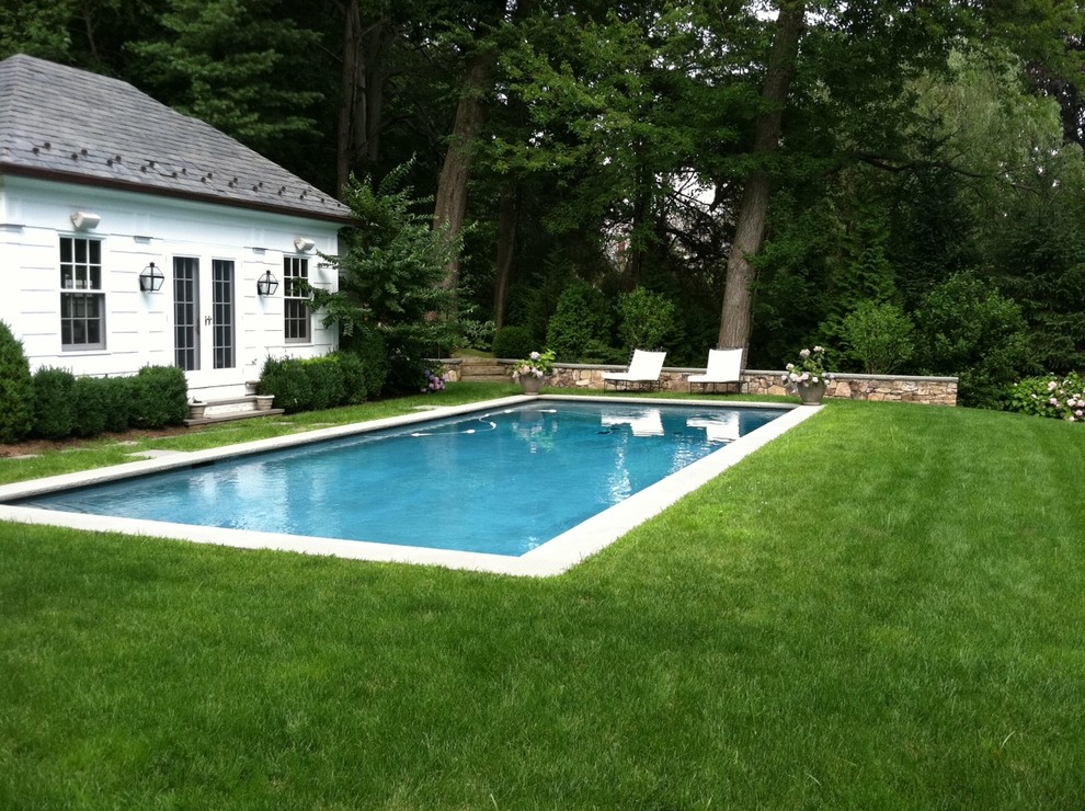 Design ideas for an eclectic rectangular pool in New York.