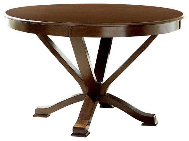 Wooden Round Dining Table With Curved Legs Cherry Brown Wooden Round Dining Table With Curved Legs Cherry Brown