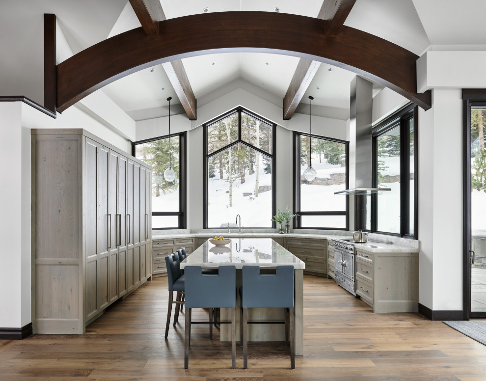 Inspiration for a rustic kitchen remodel in Denver